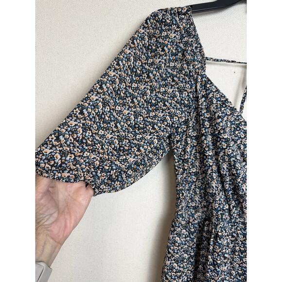 Lucy Paris Midi Peasant Tiered Dress Women's SMALL Boho Floral Lined NWT - Picture 3 of 16